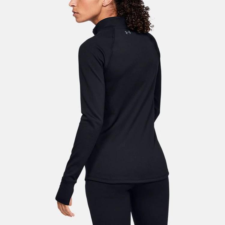 Under Armour Half-Zip Solid Color Sports Stand Collar Hoodie Women hoodies Black 1343319-001