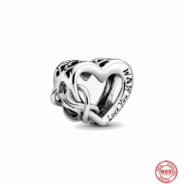 S925 Silver Fine Beads Fit Fasion Original Bracelet Necklace Pendant Women Love Couple Dangle Shiny Mom Charms Jewelry 