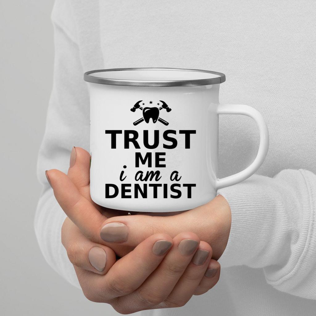 Trust Me I Am Print Enamel Coffee Mug With Handle Wine Beer Drink Juice Cola Cups Milk Mug Best Outdoor Festival Gift Outdoor