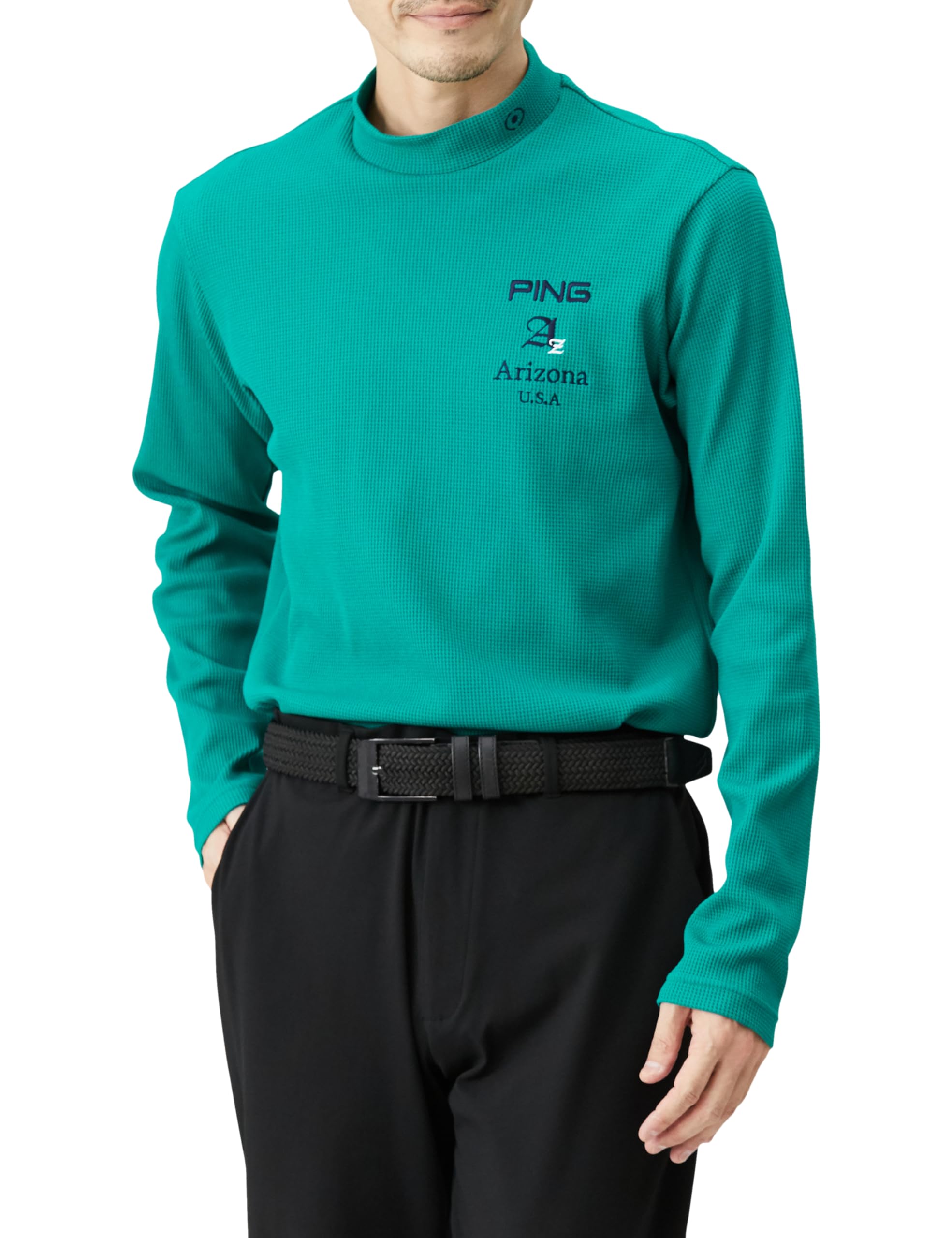

Ping Apparel Men s Long Sleeve High Neck Shirt (2-Way Stretch, Moisture-Wicking, Quick-Drying) / Golf Undershirt / 621-4166101 130_Green 3L