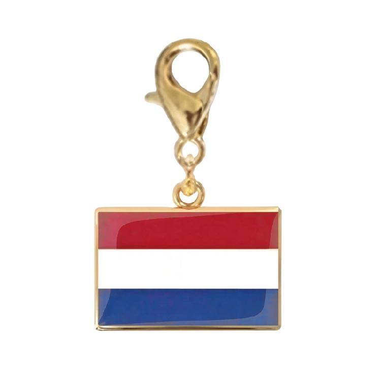 Stainless Steel Country Flag Bracelet Pendant Hand Chain Charm Travel Wristlet Keychain with Lobster Clasp and Small Profile