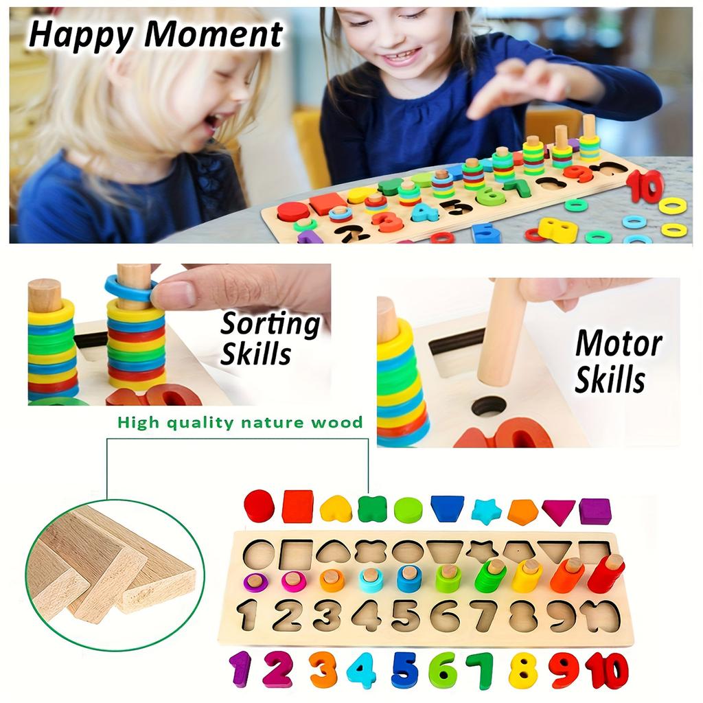 76pcs Deluxe Learning Toy Set - Shape Sorting, Math Stacking , And Puzzle Toys For Toddlers Perfect Gift For Preschool Education