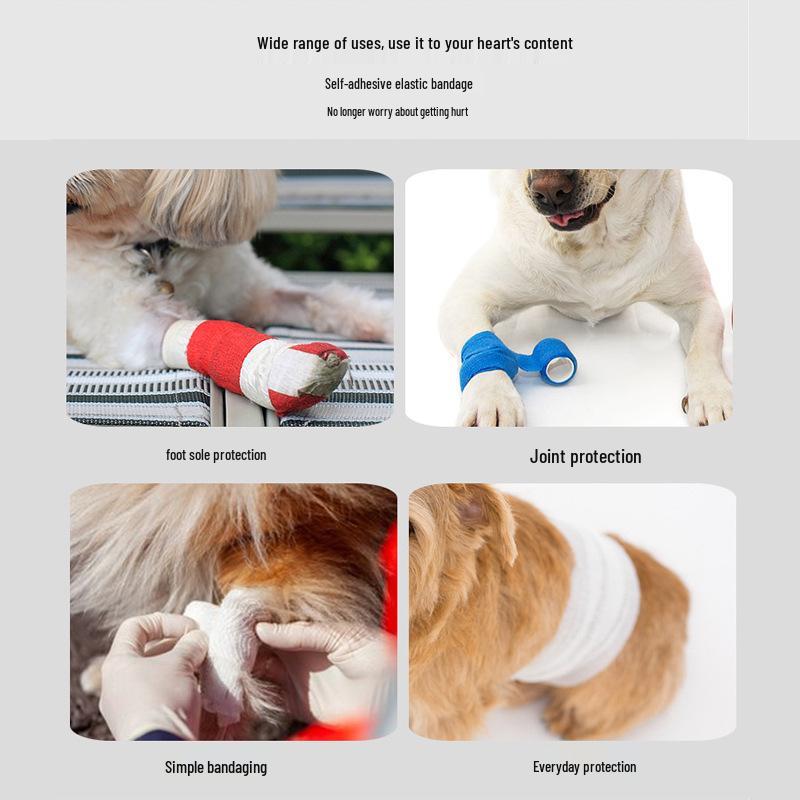 Self-Adhesive Elastic Pet Bandage & Disposable Dog Boots Combination