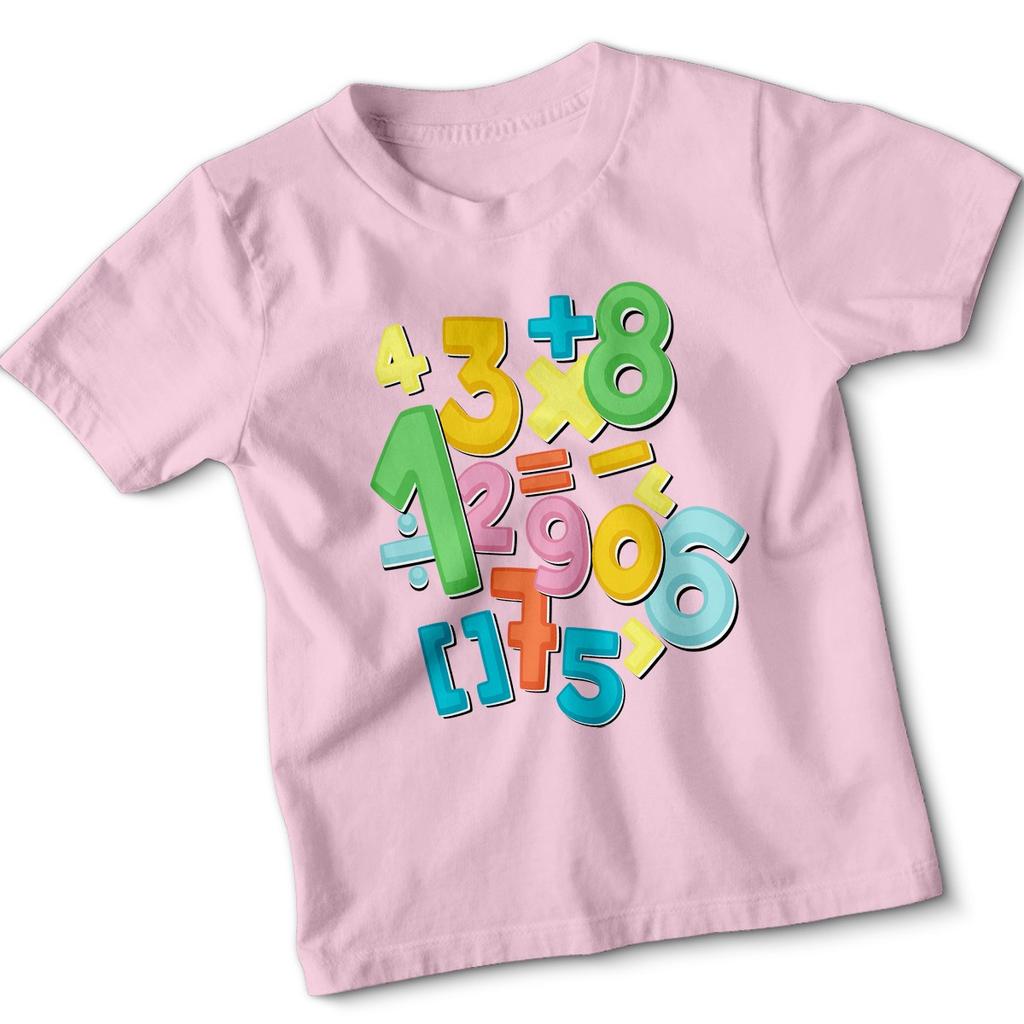 Numbers Day Math Symbols Education Kids T-Shirt Colorful Learning Tee