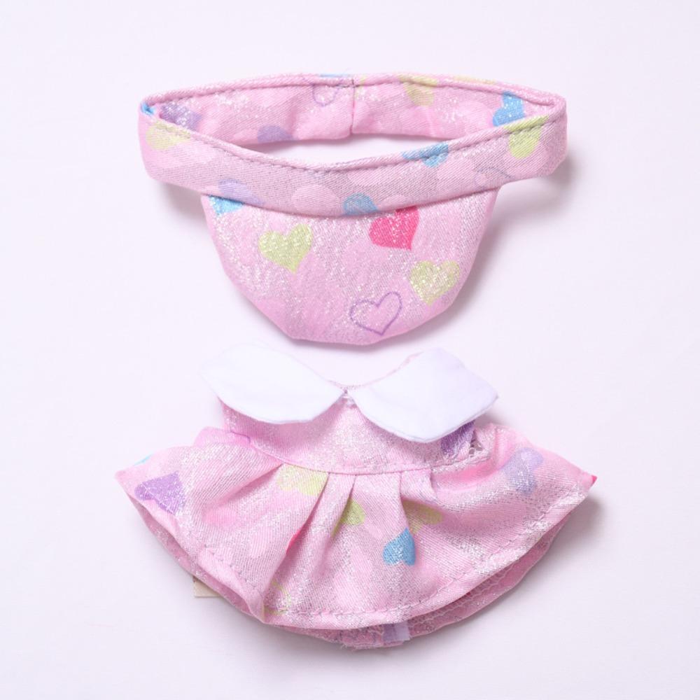 

Shiny Sitting Labubu Time Cloth Loveheart Skirt 17cm Plush Dolls Clothes Cotton Doll Accessories Style 1