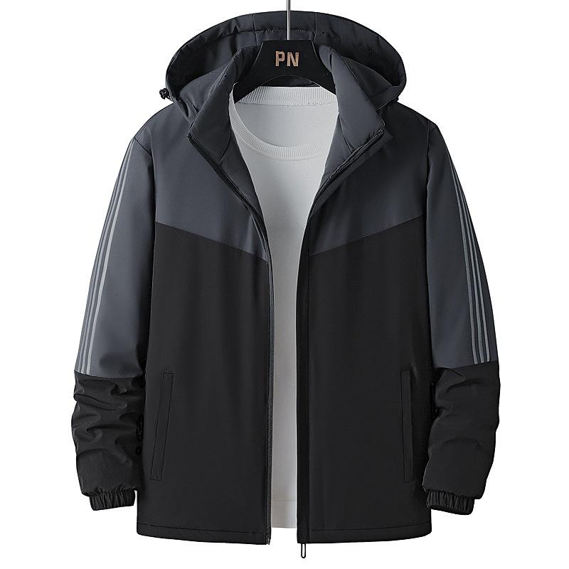 New men's velvet cotton-padded jacket with hooded multi-bag loose large-size youth casual cotton-padded jacket