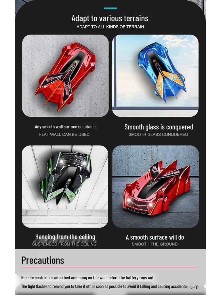 Remote Control Infrared Wall Climbing Car for Kids - Four-Wheel Drive Stunt Toy