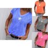 Stilvolles Damen V-Ausschnitt T-Shirt Lässig Locker Stern Sommer Shirts Einfarbig Kurzarm Perfekt für Outdoor-Aktivitäten