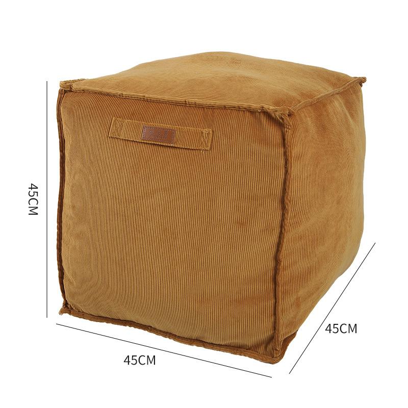 Unstuffed Pouf Cover No Filling Cushion Cover Oil Wax Leather Footstool Lazy Floor Futon Bedroom Decor Foot Stool Ottoman Cover