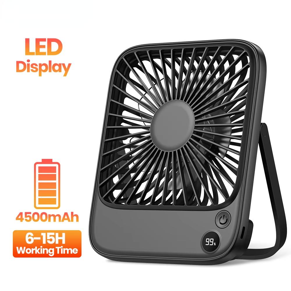 Tragbarer Schreibtischventilator 2000mAh/5000mAh Akkubetrieben Leise Dünner Tischventilator für Büro, Reise, Bibliothek Nackenventilator