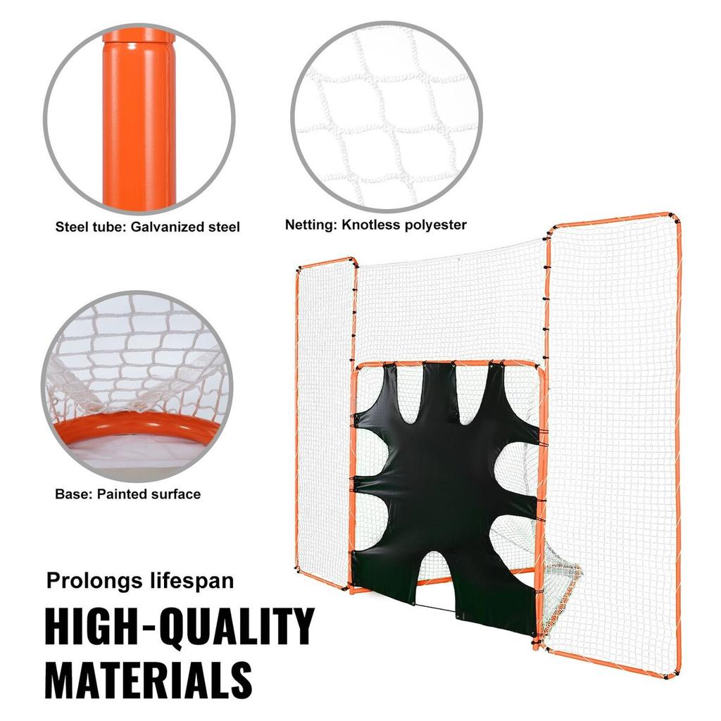 3-IN-1 Lacrosse Goal with Backstop and Target, 12' X 9' Lacrosse Net, Steel Frame Backyard Lacrosse Rebounder Equipment, Quick & Easy Setup Training