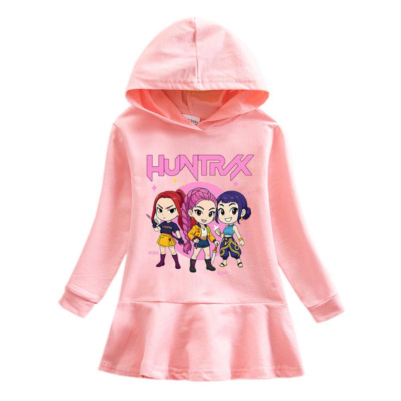 Cotton Kpop Rumi Zoey Mira Hunters Long Sleeves Hooded Dress for Girl