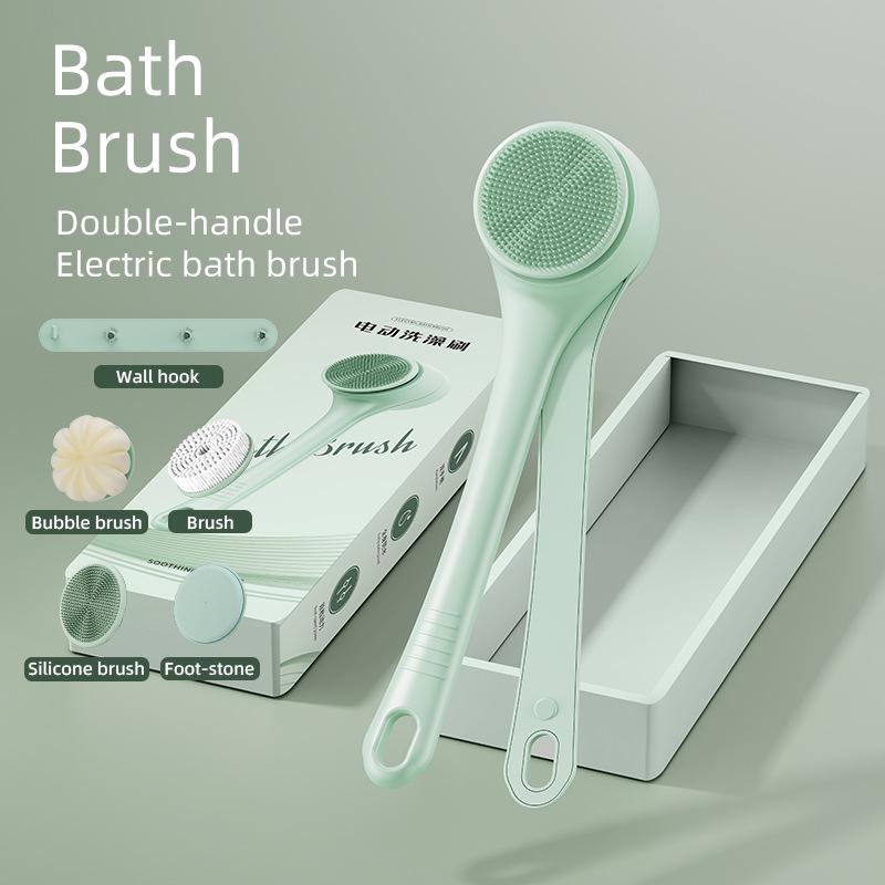 

Double-Handle Rotating Electric Bath Brush - Long Handle Body Scrubber and Massager English-Only Packaging світло-зелений колір