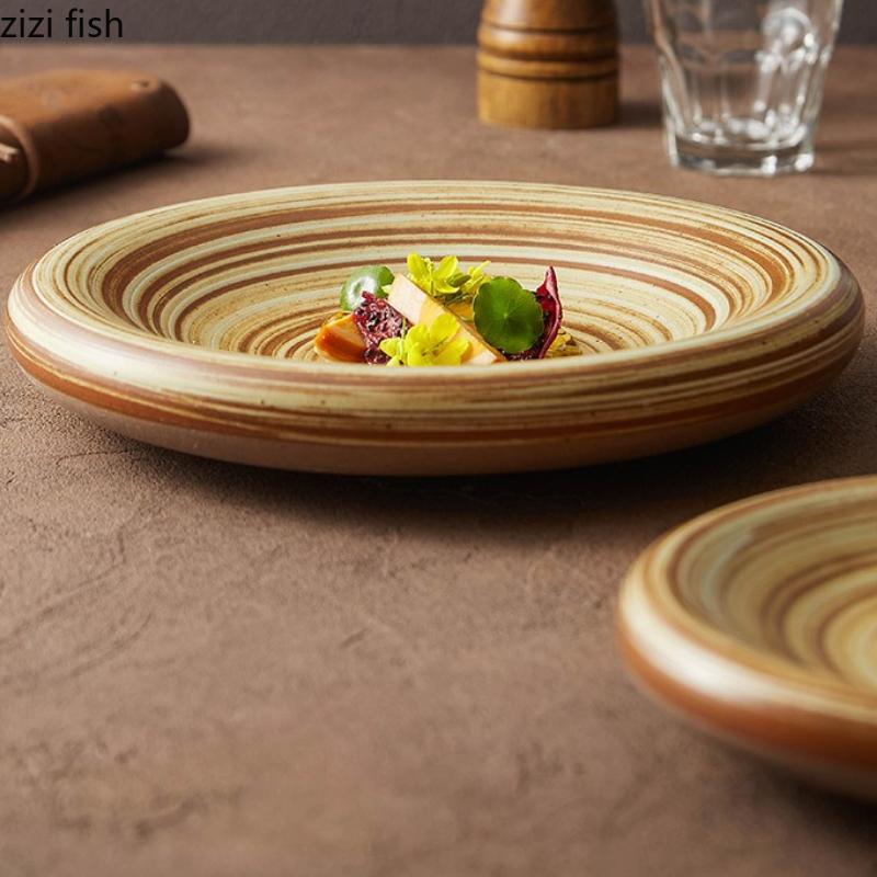 Thickened Ceramic Dining Plate Pasta Dish Fruit Salad Bowl Dessert Bowl Sushi Plates Sashimi Plate Serving Plates Dim Sum Dish