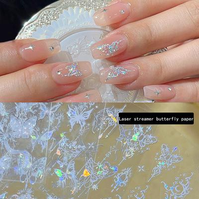 Laser Dazzling Aurora Schmetterlingsform Gemälde Nagelaufkleber Verbesserung Kleber Nagelaufkleber Zubehör