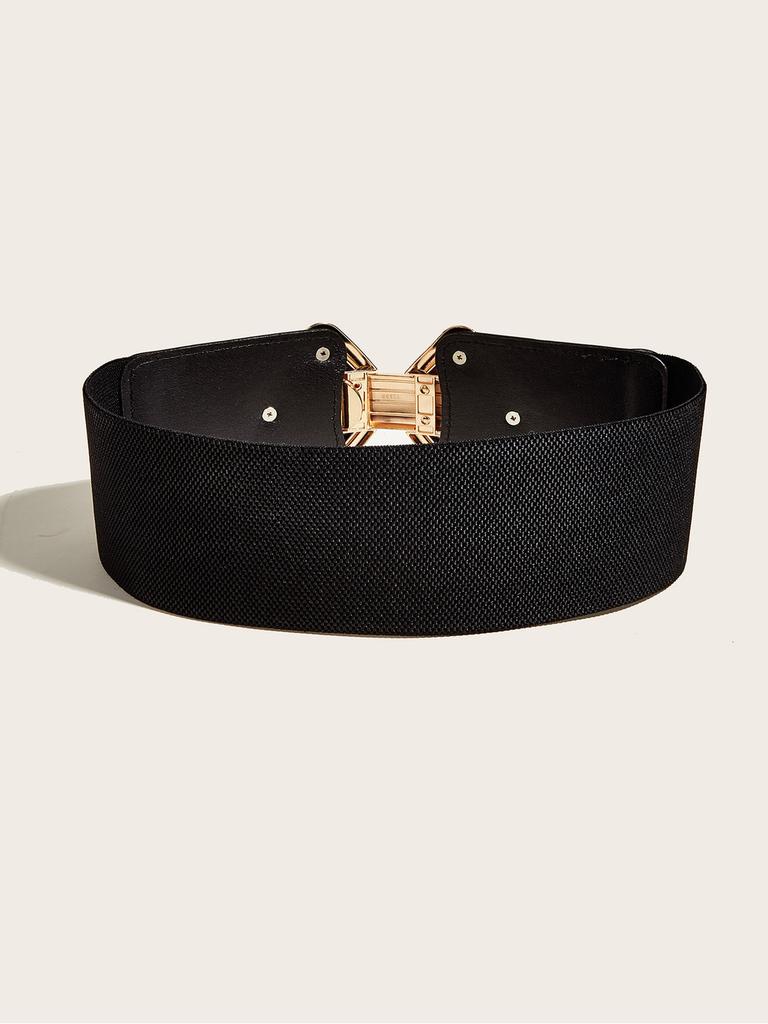 Stylish European And American Style Wide Elastic Waist Belt With Ornate Dress Decoration