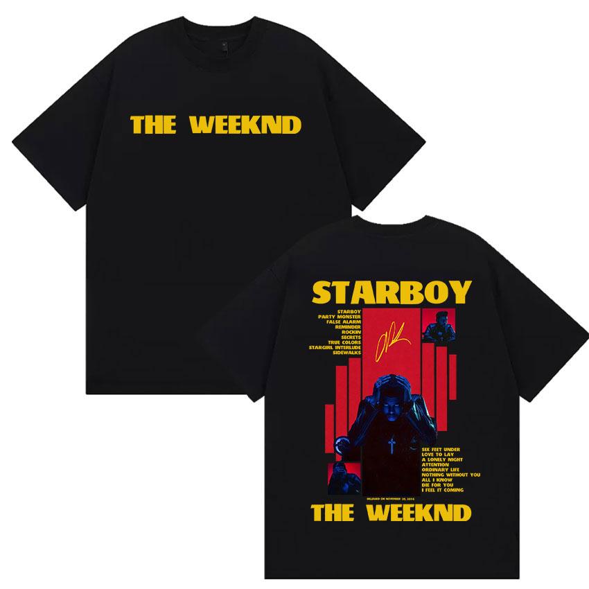 

Rapper THE WEEKND STARBOY Album 2026 Merch T Shirts Mens Street Gothic Hip Hop Retro Cotton Short Sleeve Tshirt Y2k Streetwear M