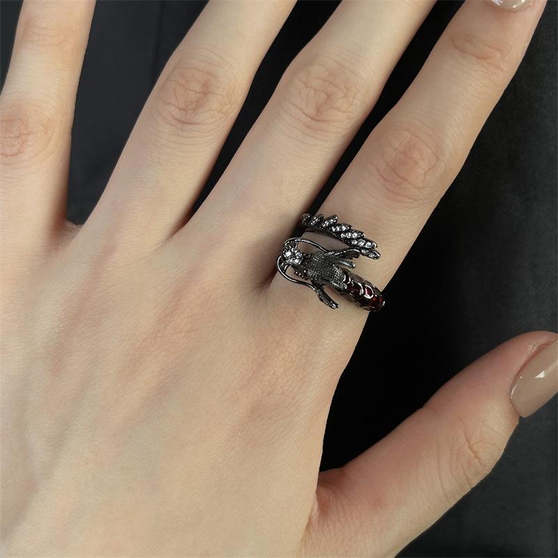 Caibao Medieval Ring Women'S Niche High-End Light Luxury Retro Open Ring Set Jewelry