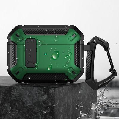 Buiten Hard Plastic Koolstofvezel Veiligheidsslot Schakelaar Oortelefoonhoesje Met Haak Voor Apple Airpods Pro 2 2e Air Pods 3 Gen Mannen Sport Schokbestendige Hoes