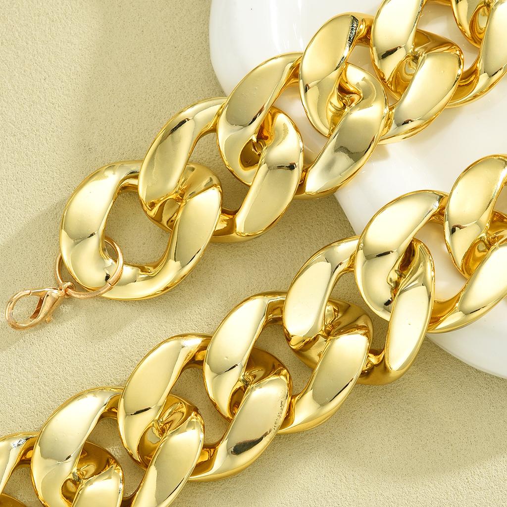 Set 2 Pezzi Esagerato Set Collana e Bracciale a Catena Cubana per Donne Colore Oro Catena Spessa Collane Choker Vintage Set Gioielli