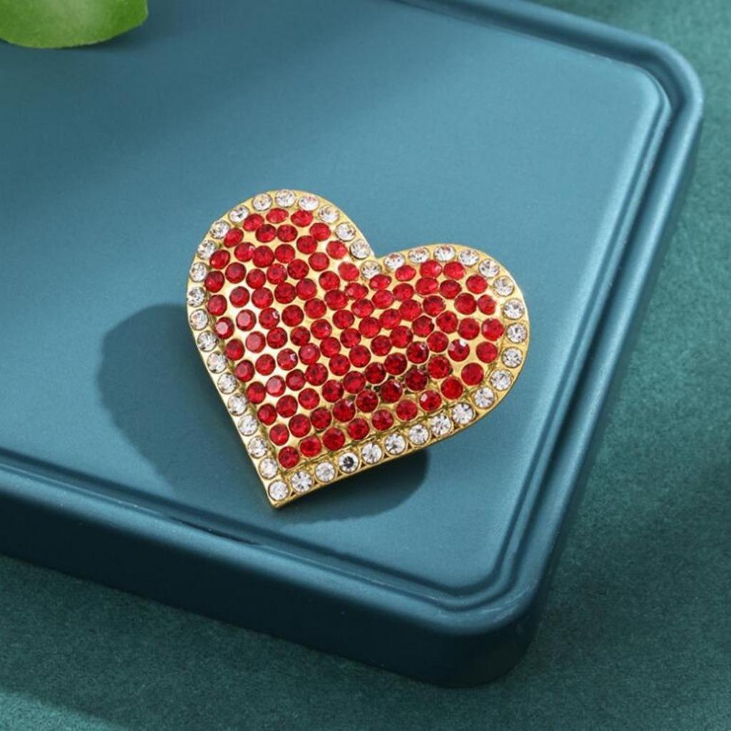 Stylish Temperament Red Rhinestone Love Brooch