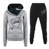 Spring and Autumn Winter Casual Sportswear Set with Love Letter Printed Women's Hoodie and Sweatshirt Set Trendy