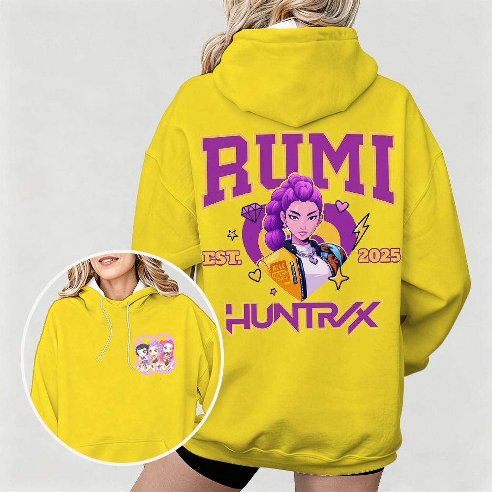 Women's KPop Demon Hunters Hoodie with Rumi Huntrx Graphic Character Perfect for Autumn Winter Casual Wear & Fan Merchandise