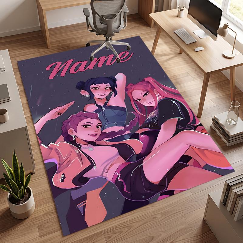 HUNTRIX (158) Personalized Name Office Carpet Stylish Decor for Living Room Bedroom Kitchen