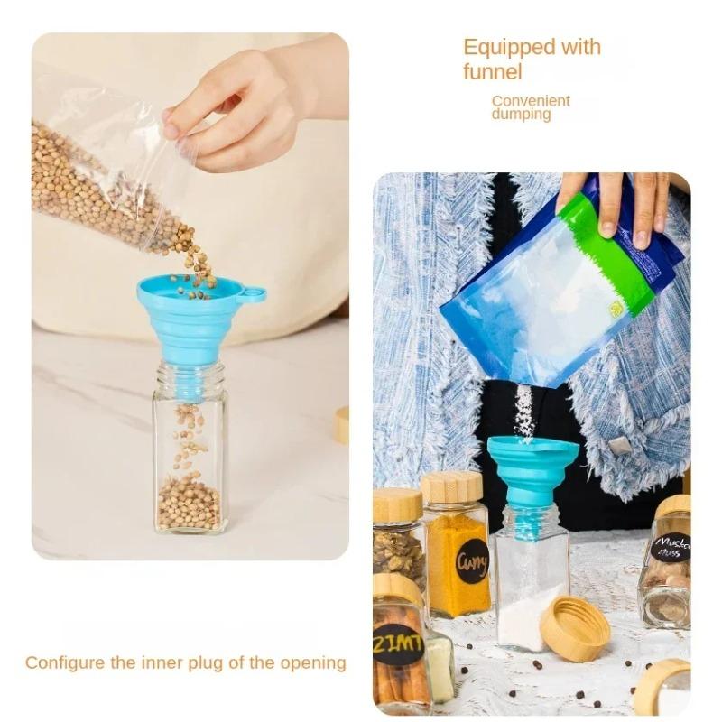 Glass Spice Jars W/ Bamboo Lids + Wood Tray, Storage Containers Storage Jars Flour Jar Kitchen Canisters