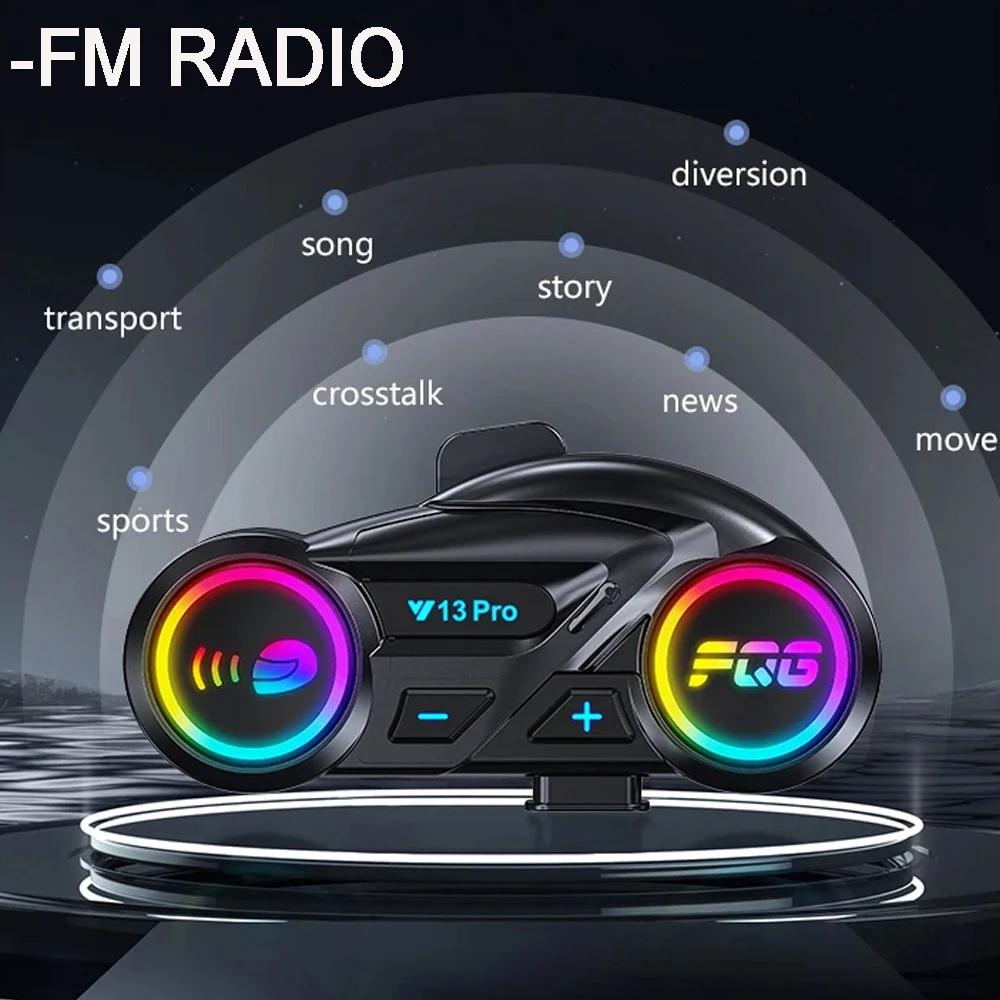 Motorcycle Helmet Intercom 500M V6.0 Bluetooth Interphone FM & Music Share Headset Handsfree Call Noise Reduction Waterproof