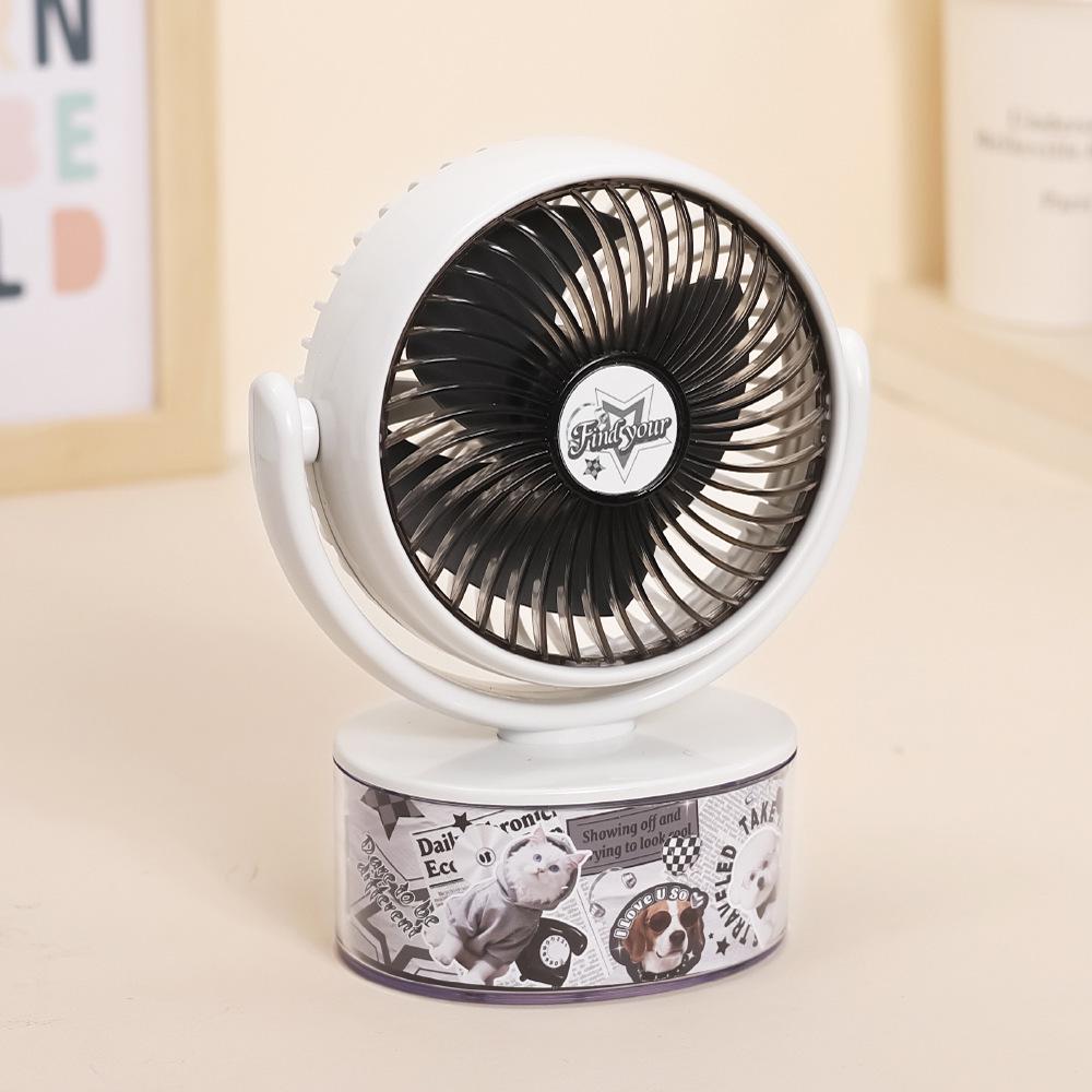 2026 Portable Cartoon USB Desktop Fan: Strong Wind & Rechargeable