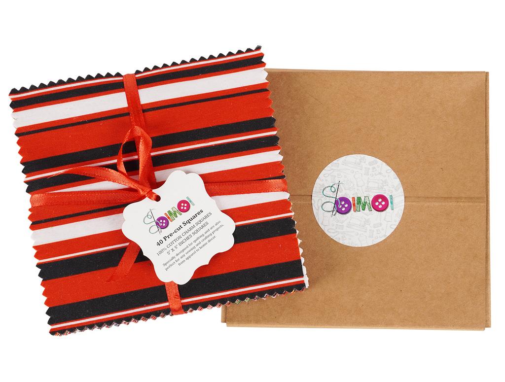 Soimoi Christmas Theme Print Precut 5-inch Cotton Fabric Quilting Squares Charm Pack DIY Patchwork Sewing