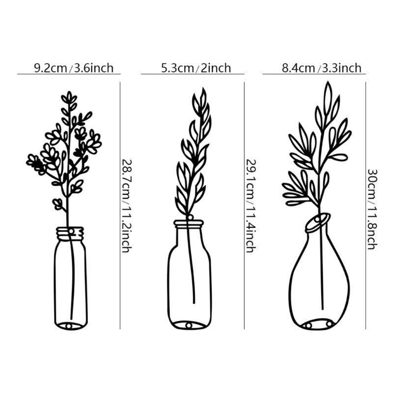 Flower Vase Wall Decorations Metal Flower Vase Sculpture HollowOut Wall Sign Sculpture Hangings Decorations for Bedroom