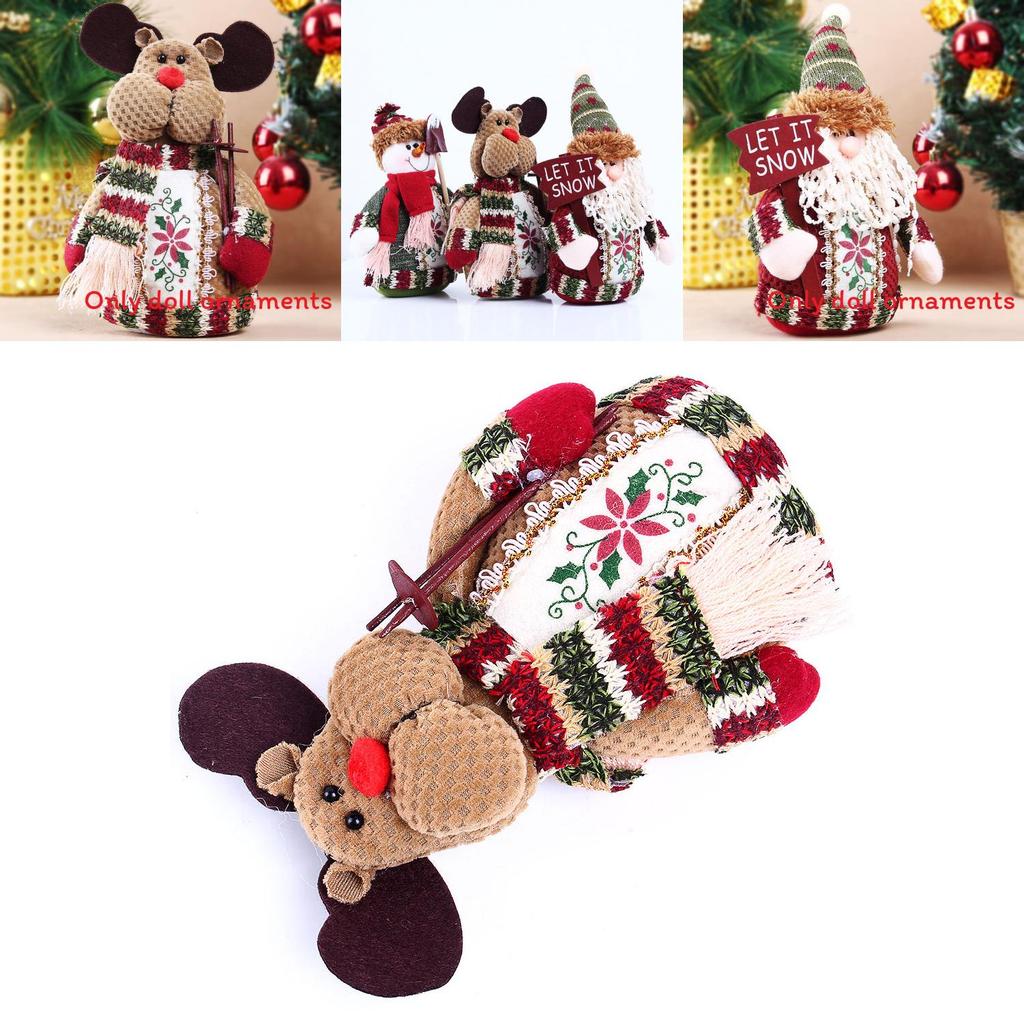 Decorazione Desktop di Babbo Natale, Pupazzo di Neve e Renne Natalizie in Tessuto per Tavolo Festivo
