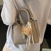 Popular Simple Lychee Pattern Niche Commuter Style Portable Bucket Bag Women's Casual Solid Color Versatile Messenger Bag