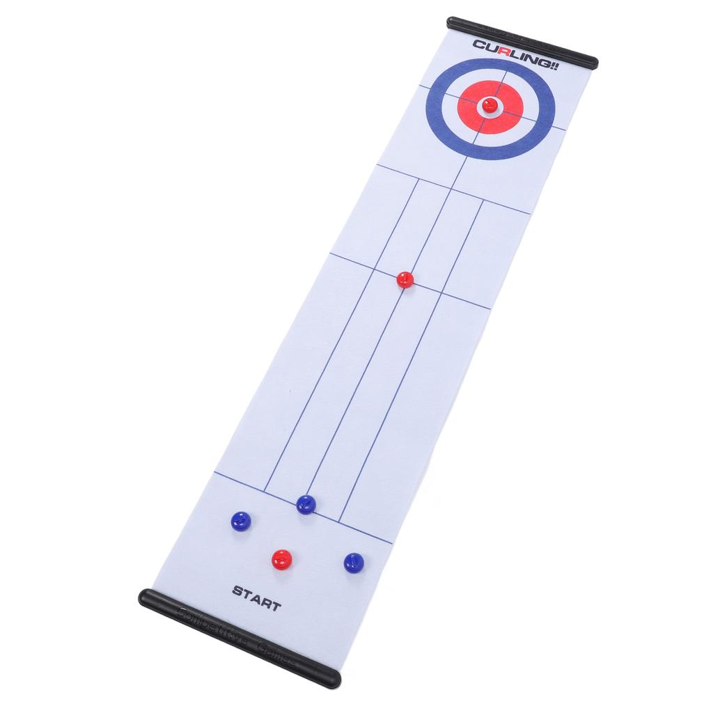 Tabletop Curling Game Interactive Large Mat Compact Roll Up Curling Family Game for Home Outdoor Fun
