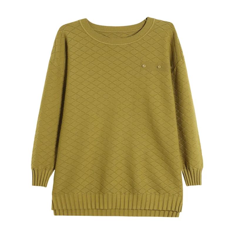 Pulover de damă mărime mare, largi, la modă, cu fundul mamei, de toamnă și iarnă, de sus cu gât rotund