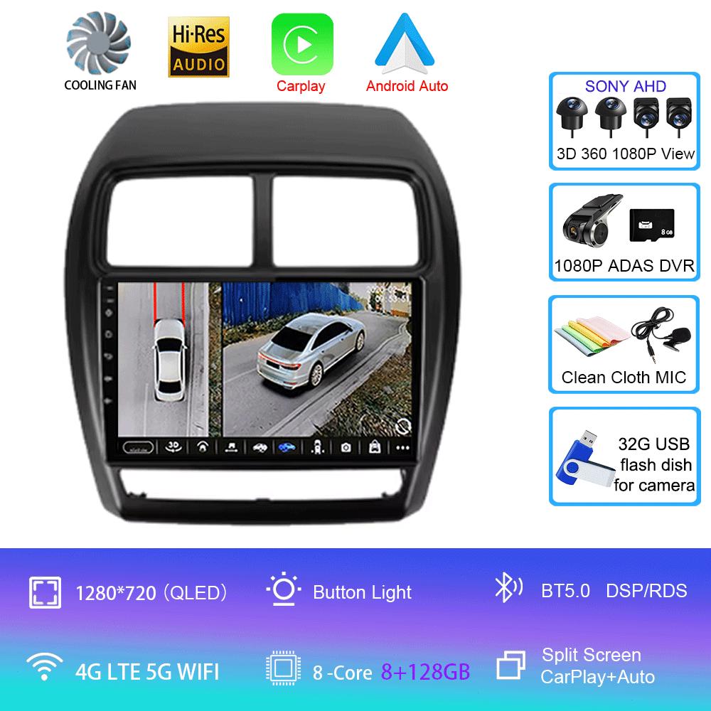 For Mitsubishi ASX 1 2016 2017 2018 2019 2020 - 2022 Android 14 Car Radio Player DSP Carplay 8G 256G Stereo No 2 Din DVD Screen