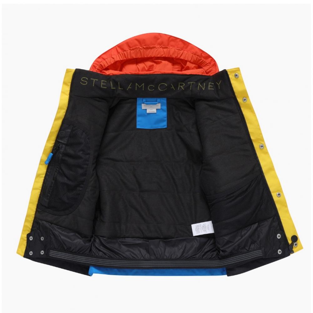 Stella Mccartney Tt2p20 Z0432 999 Color Block Round Logo Hooded Ski Kids Jacket
