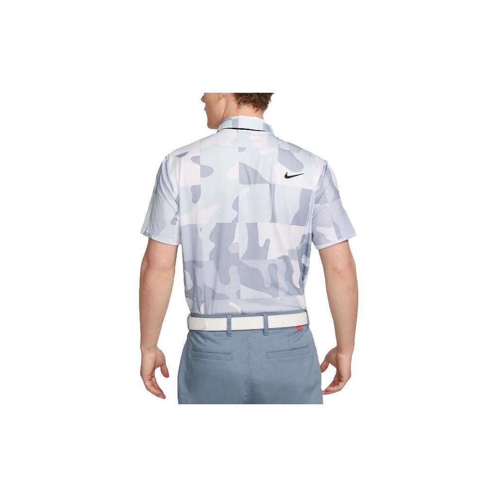 Nike Dri-Fit Tour Polo Shirt With Patchwork Print And Irregular Logo Pattern Men Tops Silver White DR5310-100
