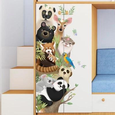 Cartoon Animals Wall Stickers for Bedroom Kids Room Door Wall Decals Fashion Cartoon Home Decoration Wall Sticker