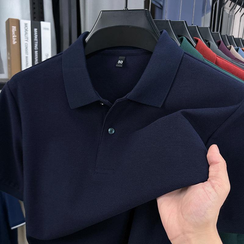 

Douyin Live Men s Pure Cotton Polo Shirt - Summer Fashion Lapel Short Sleeve Tee 170/L (for 115-130 jin)