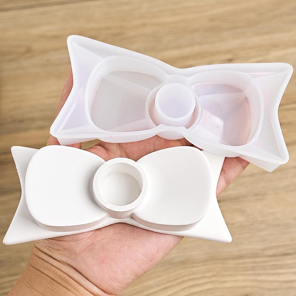 Mašle Svícen Silikonová Forma Beton 3D Mašle Svícník Sádrová Forma Výroba Forma DIY Svatba Řemeslo Svícník Domácí Dekorace