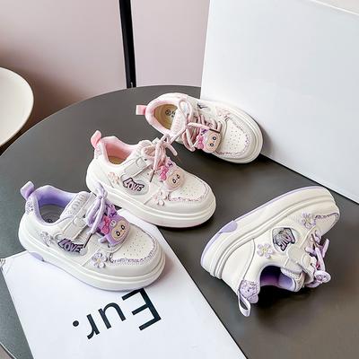 Sapatos de lona para meninas, primavera e outono 2025, novos sapatos esportivos brancos infantis para estudantes, moda casual versátil para meninas