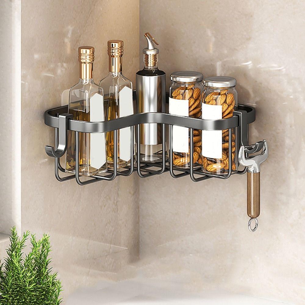 Carbon Steel Sink Drain Rack Wall Mounted Sponge Storage Basket Triangular Drainage Rack  for Home