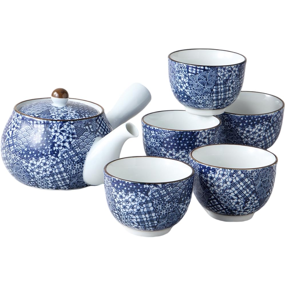 

Arita Ware Teapot and Teacup Gojo with Tea Set of Made in Japan Ale-net Set, Design, Strainer, 5, Porcelain, синий
