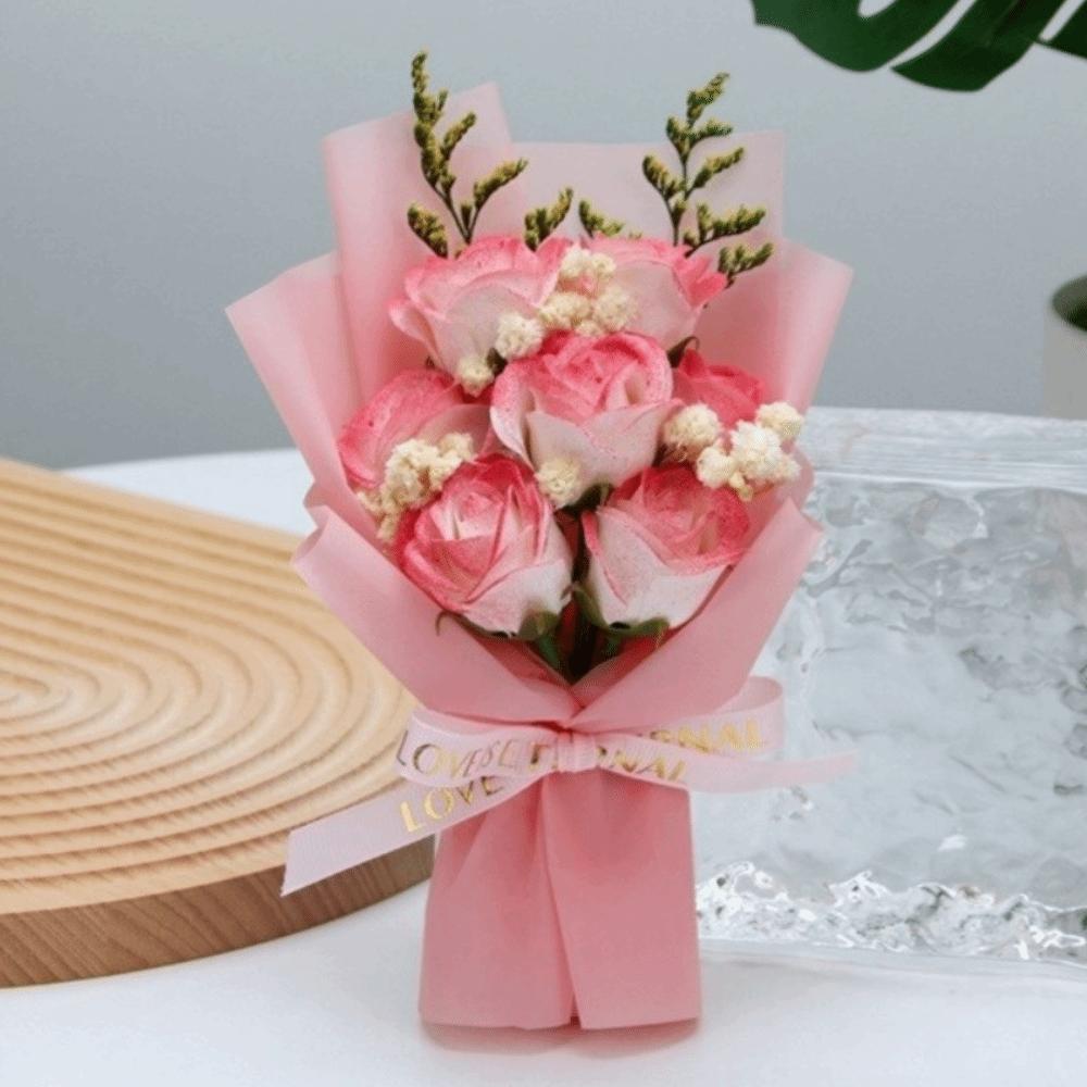 7 Heads Artificial Flower Bouquet Flower Arrangement Realistic Details Soap Flower Bouquet Table Centerpieces Mini Bouquet