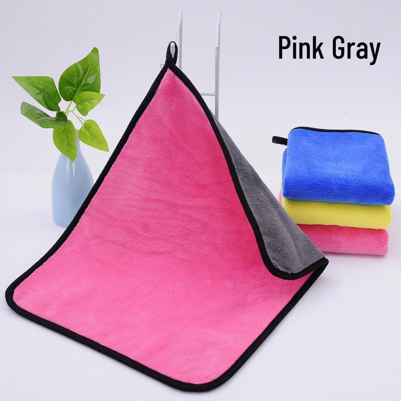 

400g Coral Fleece Two-Color Towel 30x40cm - Thickened High-Density for Car Wash & Cleaning, Customizable Gift by IOGO 30x40 cm розовый
