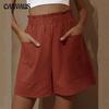 Pantalones cortos de verano para mujer, de cintura alta, a la moda, de talla grande, con pierna ancha, informales