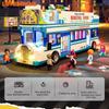 American Style Streetball Bus Building Blocks Street View Lighting Architecture Children'S Assembly Toy Models Ornaments Gifts